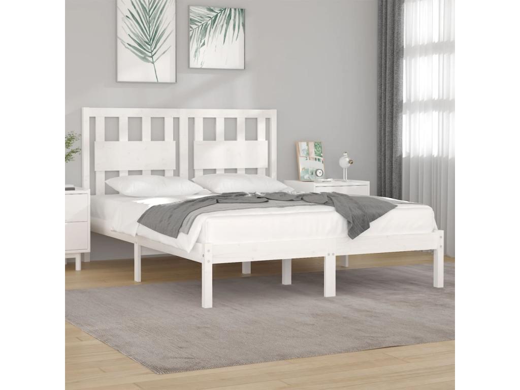 White bed frame, solid pine wood, 160x200 cm VIJB04038