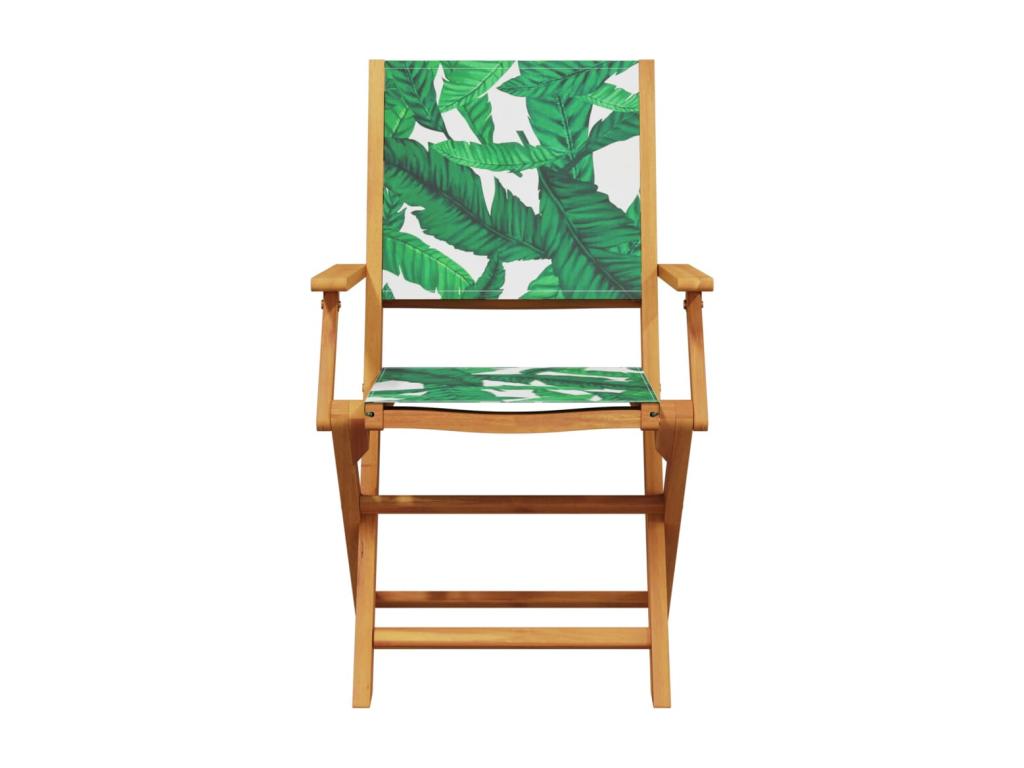 5-piece garden dining set with leaf pattern, fabric and wood QWQC71964