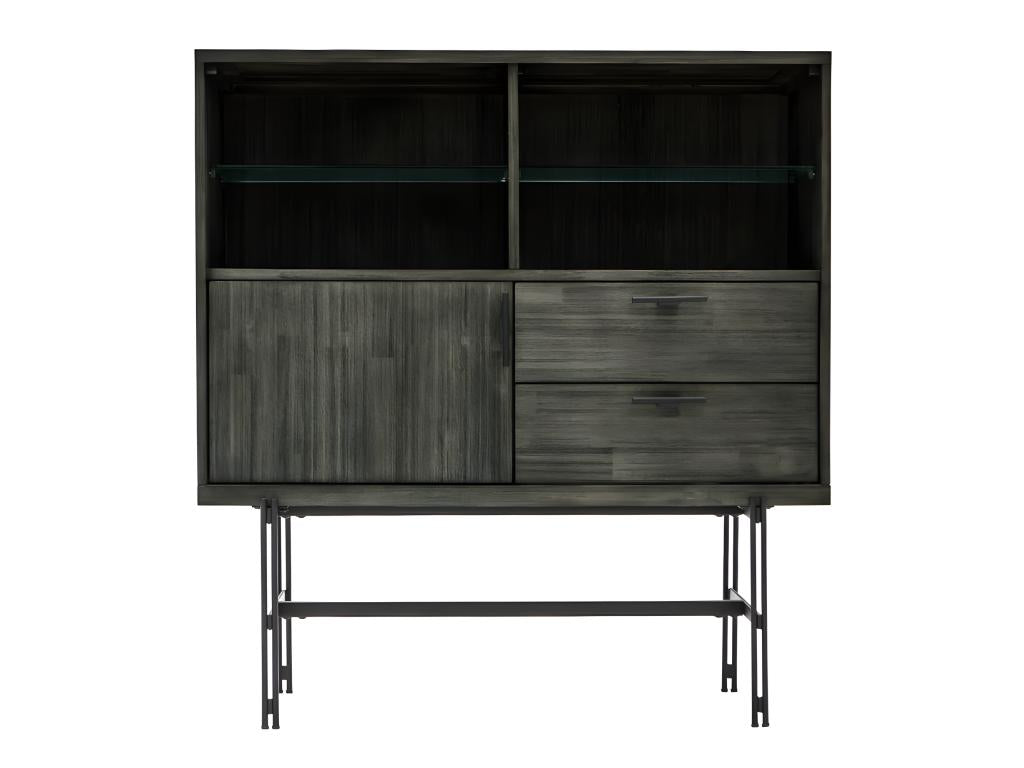 Decohaute solid ash-colored wooden sideboard with black metal legs - Decohaute ZMUH50688
