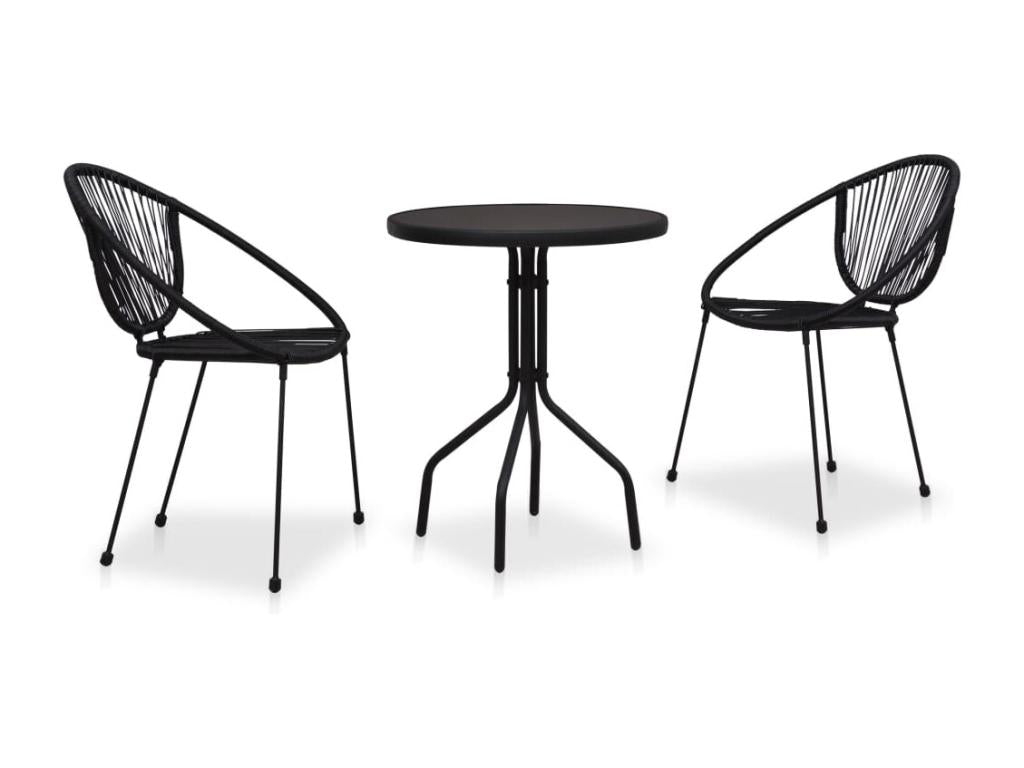 Decohaute 3-piece set, black PVC rattan, GHTD22272