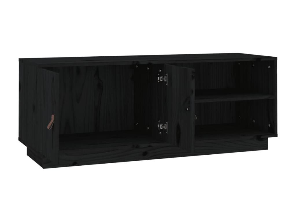 Black TV stand 105x34x40 cm Solid pine wood QKUN84292