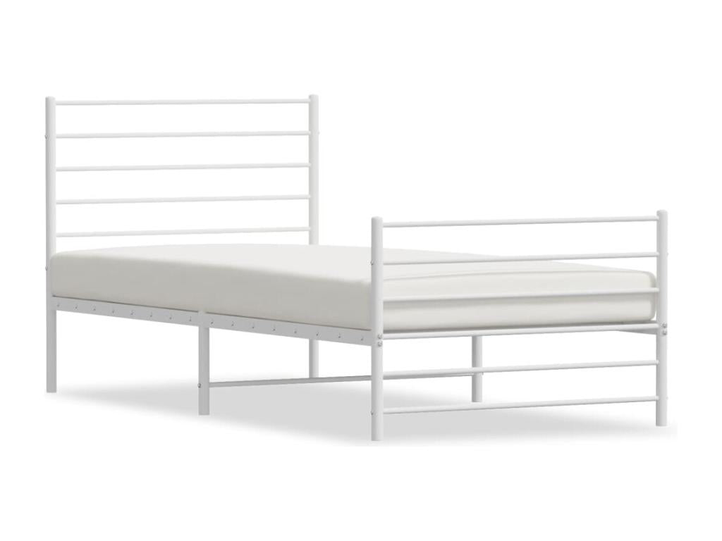 Metal bed frame with white headboard/footboard 100x200cm CLBG81195