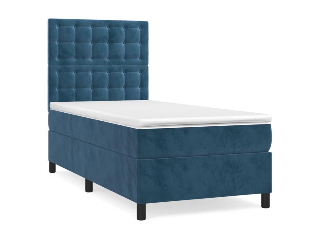 Upholstered bed base with mattress, Dark Blue 100x200 NAQF65057