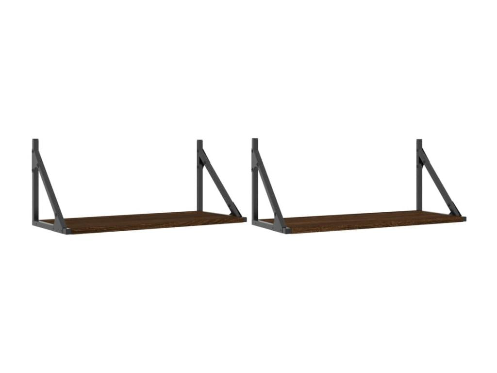 2pcs Brown Oak Wall Shelves 60x25x25.5cm Engineered Wood BYCG32632