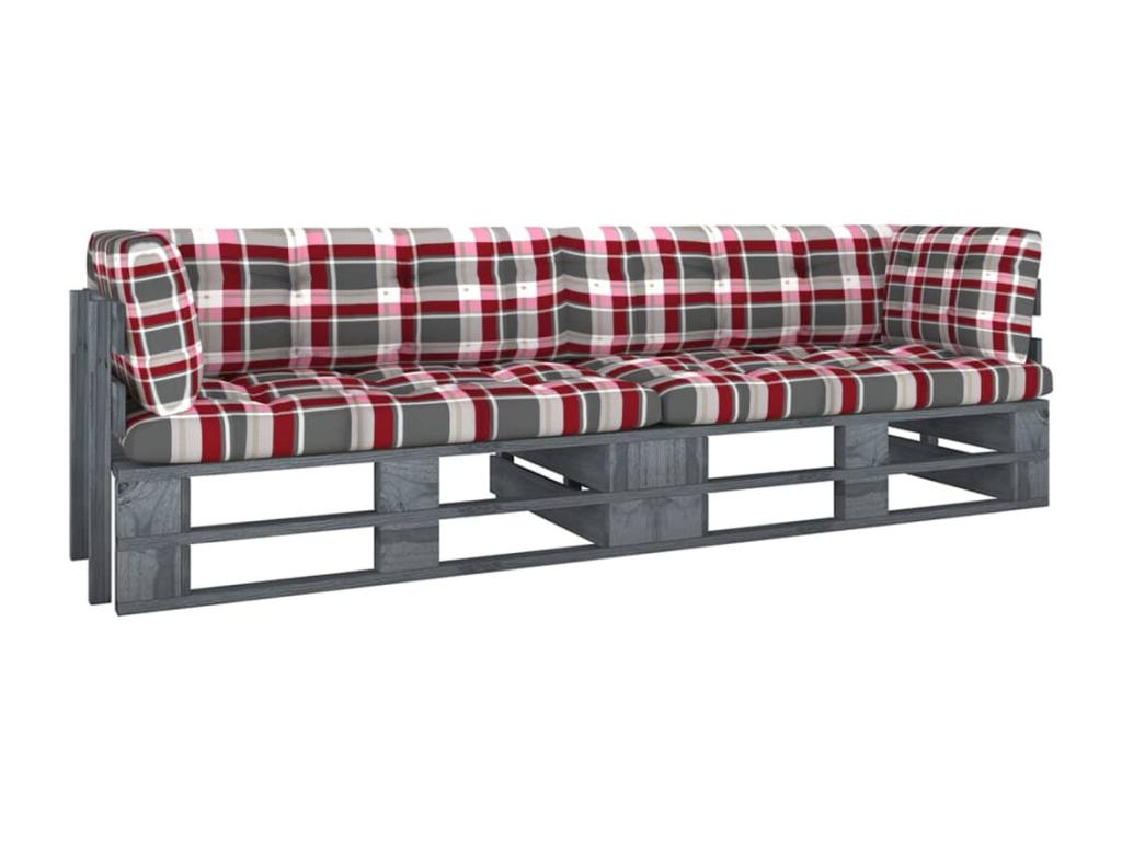 2-seater pallet sofa with cushions, grey impregnated pine ZCGZ54738
