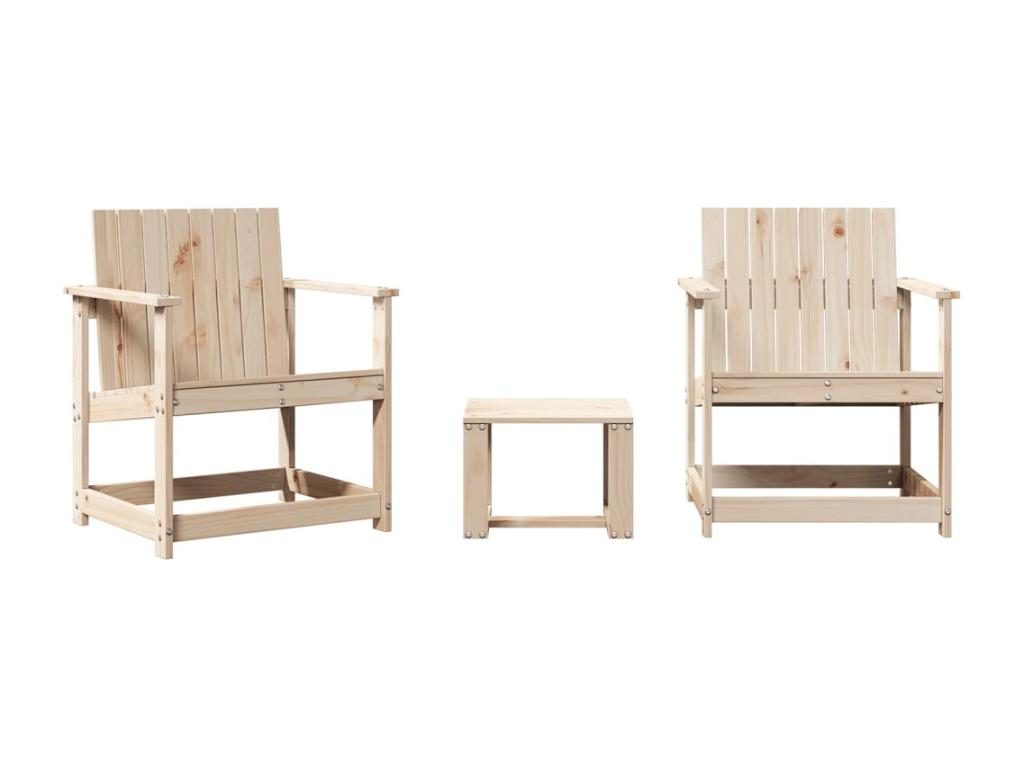 3-piece solid pine wood garden furniture set BIHB61799