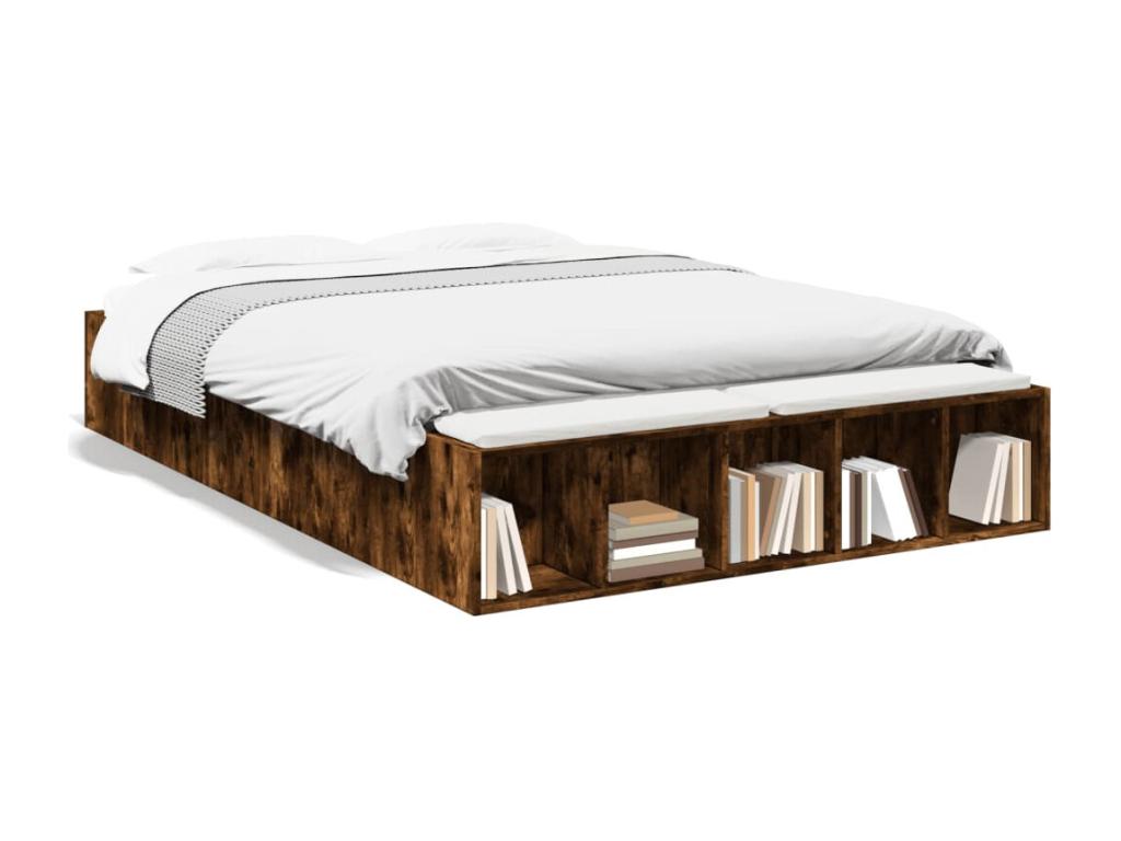 Smoked oak bed frame without mattress, 120x190 cm FSHN40989