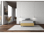 Single bed frame with 120x210cm ochre microfiber upholstered slatted base, Decohaute QLIM94792