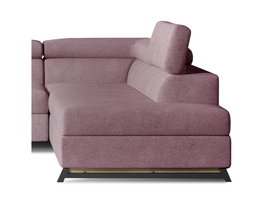 Decohaute 265cm Right-Hand Corner Sofa Bed in Light Pink Fabric with Adjustable Headrests NFPL91682