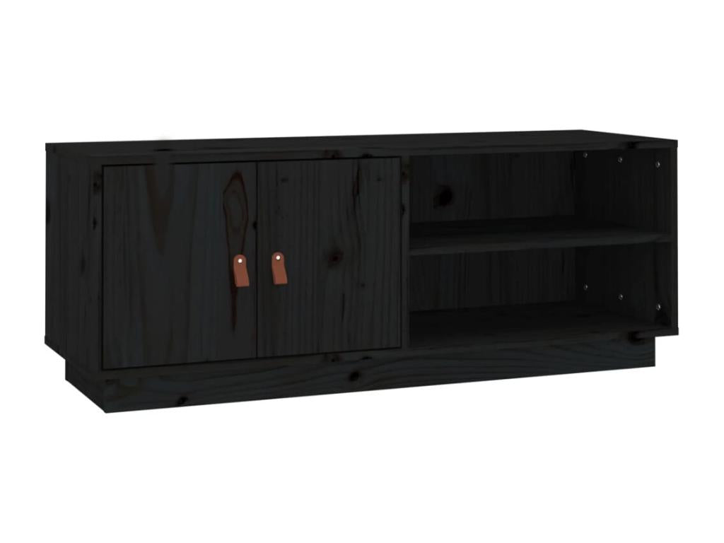 Black TV stand 105x34x40 cm Solid pine wood QKUN84292
