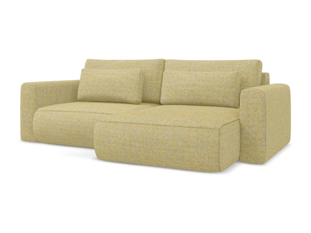 2.5-seater right-hand corner sofa bed in textured fabric - mustard - Decohaute GGIT35369