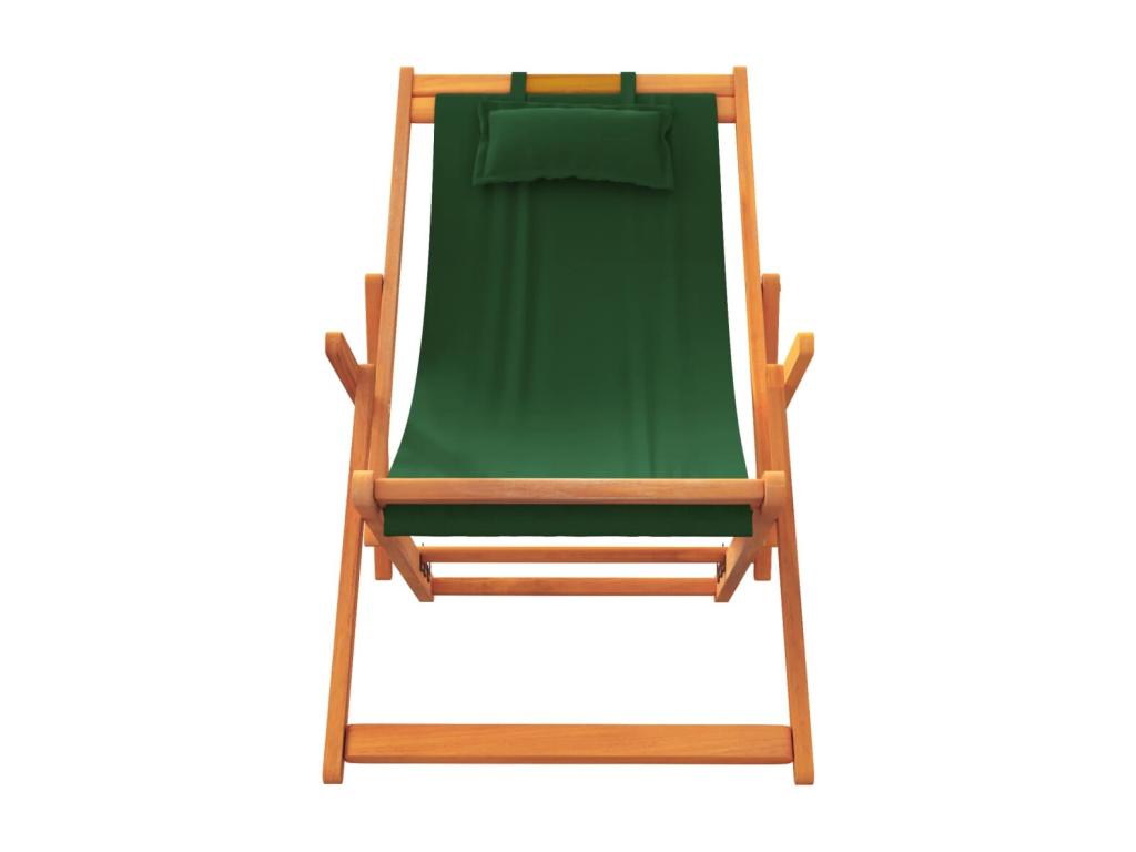 Folding beach chairs, set of 2, green fabric, TUNY27168