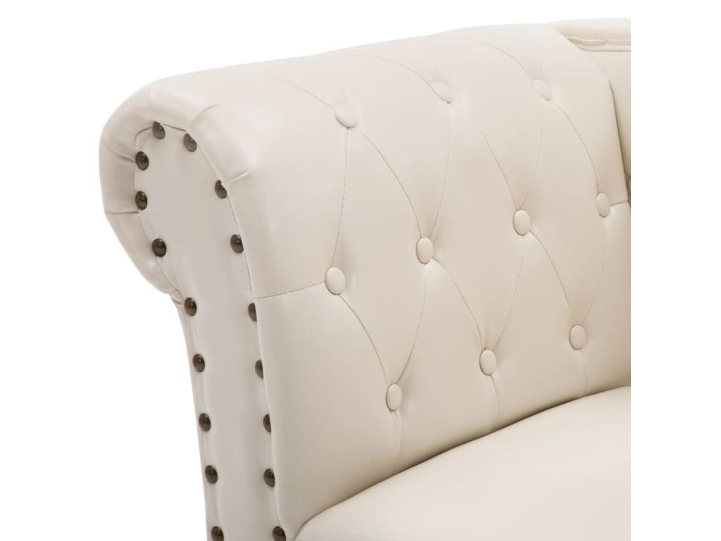 Cream White Faux Leather Chaise Lounge YXID31268