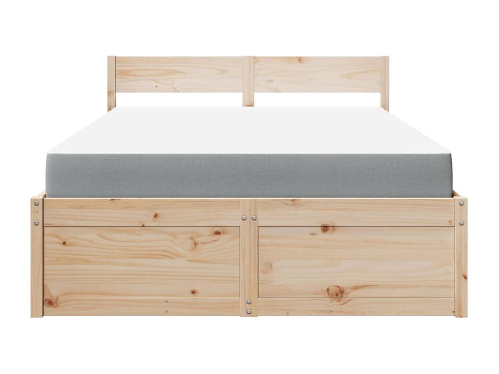 Bed with drawers and mattress 120x190 cm solid pine wood MKFW90052