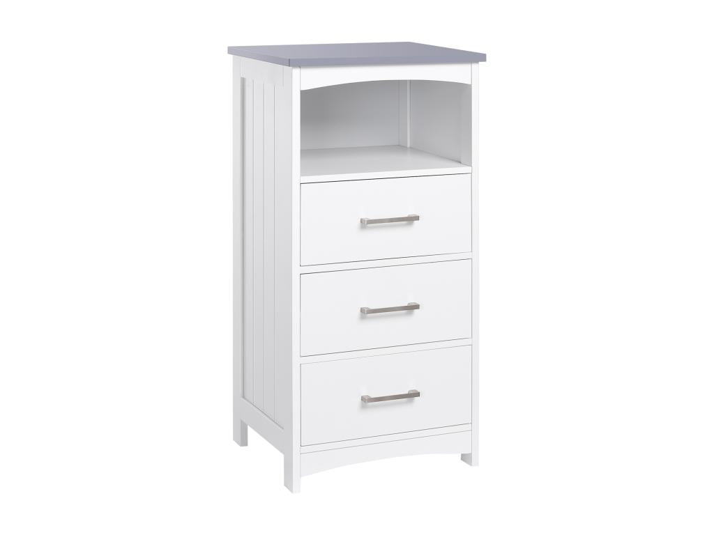 Contemporary style bathroom column cabinet - 3 drawers with niche - white grey MDF WTVS27645