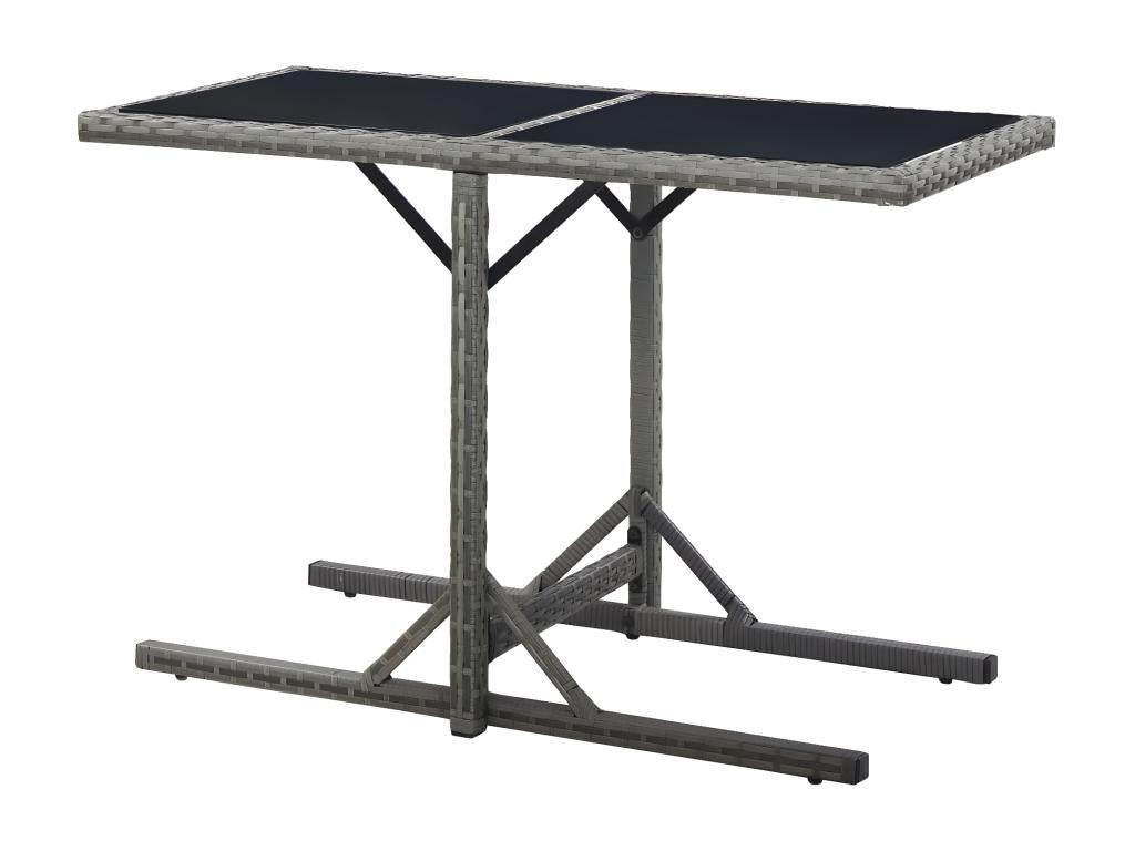 Decohaute Premium - Anthracite Garden Table 110x53x72 cm Glass and Woven Resin QKVP71637