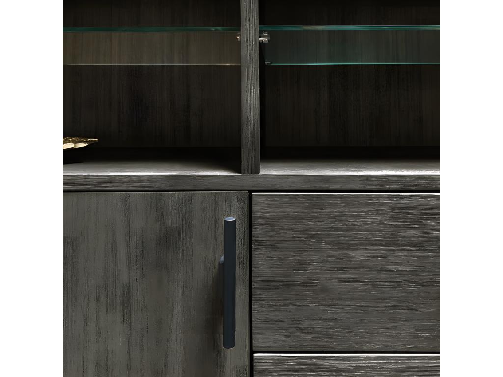 Decohaute solid ash-colored wooden sideboard with black metal legs - Decohaute ZMUH50688