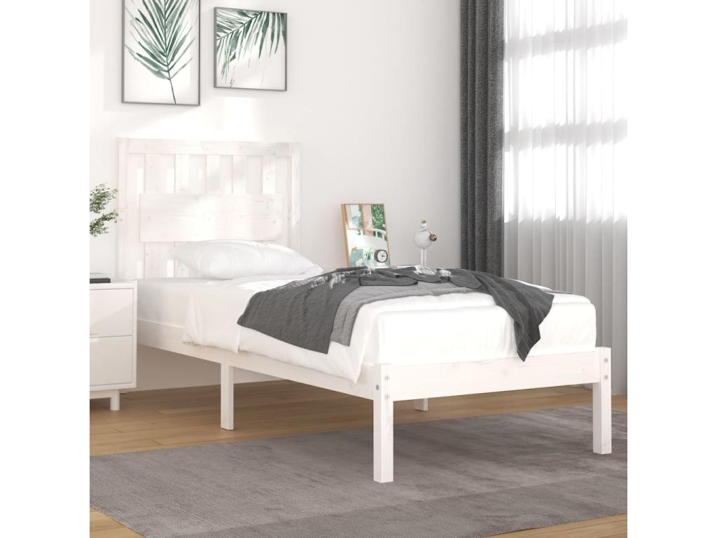 White solid wood bed frame without mattress OTIV16994