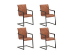 Cantilever dining chairs, set of 4, brown genuine leather IMNR08225