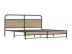Metal bed frame without mattress, smoked oak, 193x203 cm HSBT09745