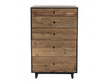 Chezlova - 5-drawer chest of drawers in natural and black recycled pine wood CZJS49406