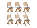Decohaute CXJS69885 Folding Garden Chairs, Set of 6 with Cushions
