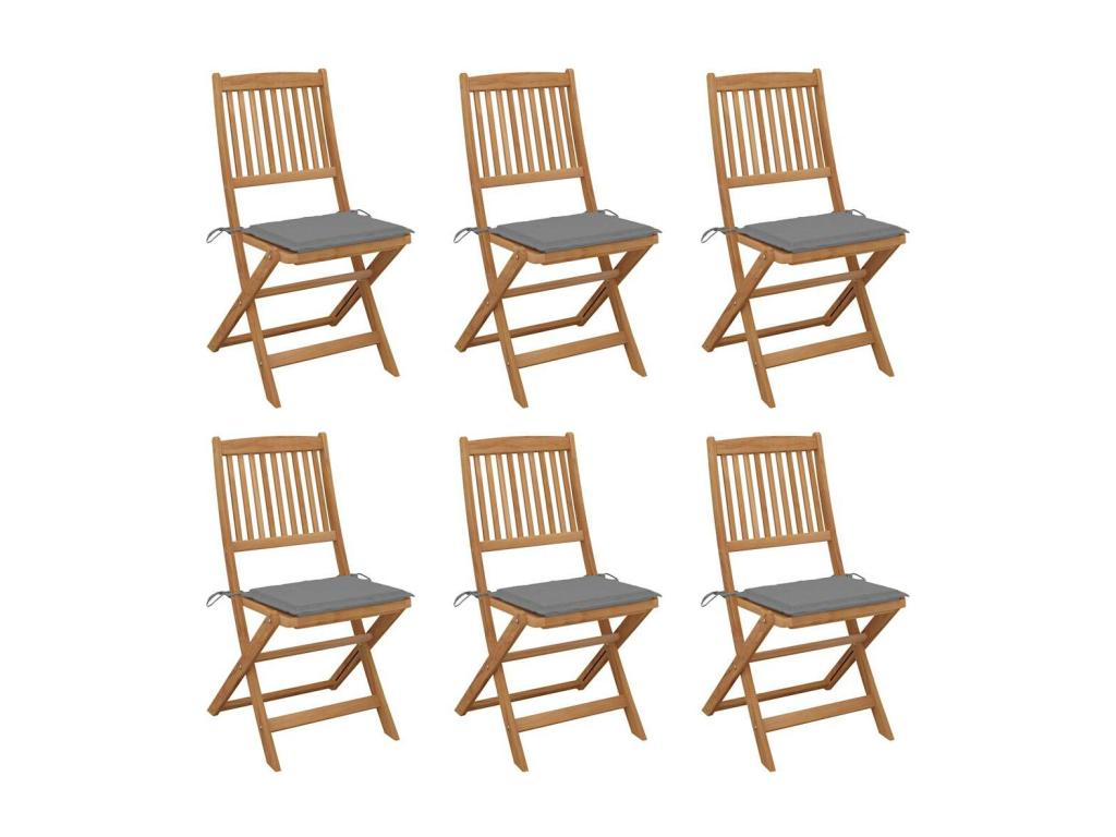 Decohaute CXJS69885 Folding Garden Chairs, Set of 6 with Cushions
