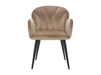Set of 2 chairs with armrests in velvet and black metal - Beige - Domopure FQPB92960