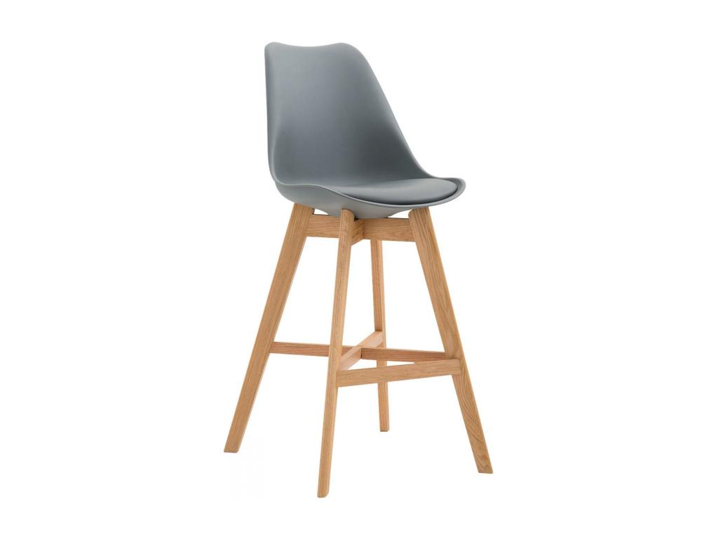 Set of 2 Bar Stools - Plastic/Wood - Grey - Decohaute YUTZ82576