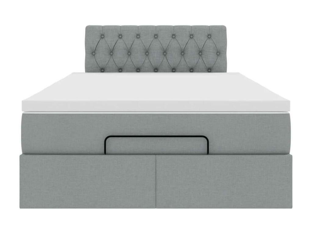 Ottoman bed frame and light grey mattress 120x200 cm fabric SSGV91762