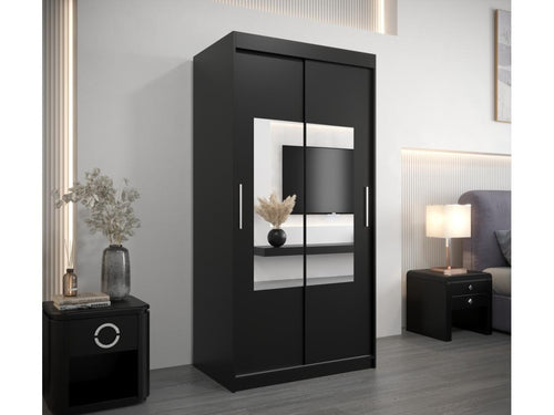 Domopure Sliding Door Wardrobe 200/100/62 2 Doors Black/Black SZJG34721