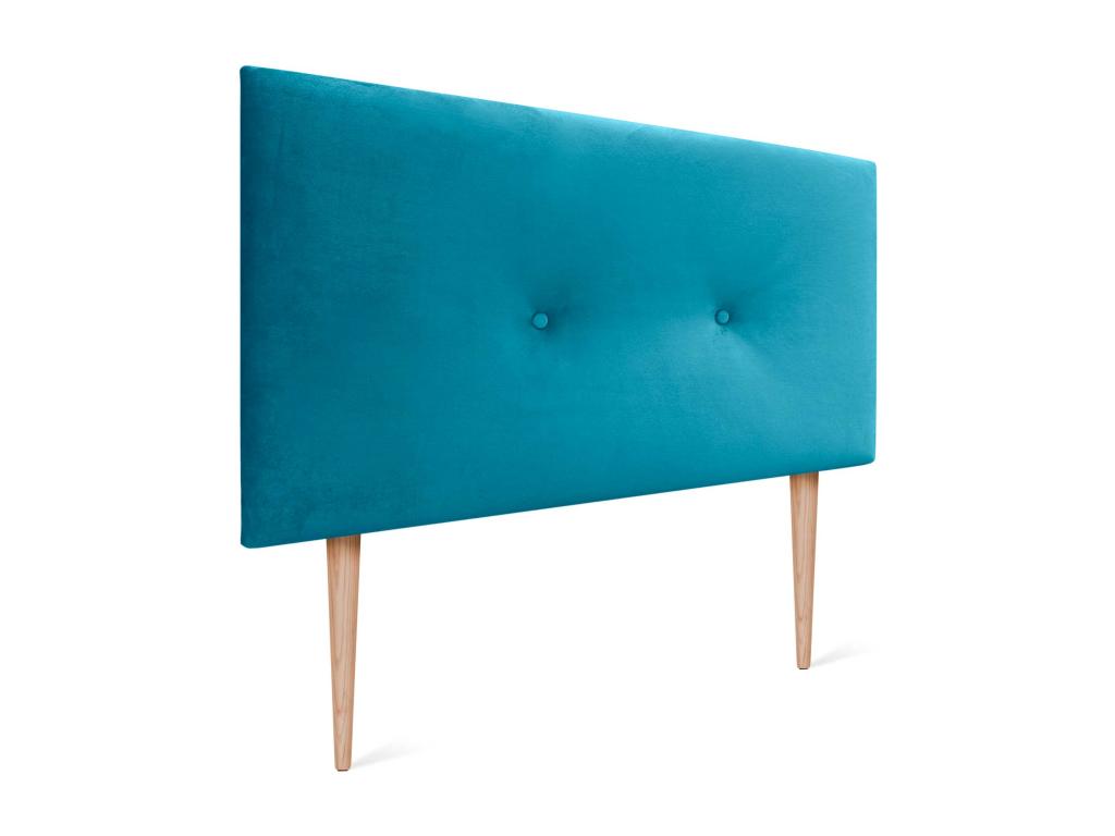 Decohaute Smooth Velvet Headboard with Buttons 105x105 with Bed Legs 105 - Light Blue QLZI56022
