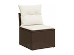 7-piece garden furniture set with cushions, brown woven resin BUVT65986
