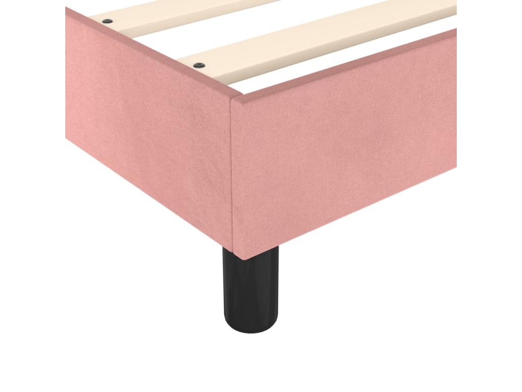 Upholstered bed base with mattress, pink, 160x200 cm, velvet, ZAUA67785