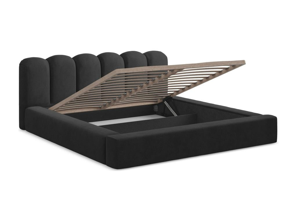 Upholstered bed with storage 220x238 - by Decohaute - black - Decohaute XDKZ07233