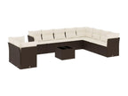 11-piece brown resin wicker garden furniture set with cushions IKKN53617