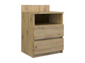 Decohaute T1 - Bedside Table - 59x40x32 cm - Side Table with 2 Drawers and Shelf - Scandinavian Style Bedside Table VNHT52534