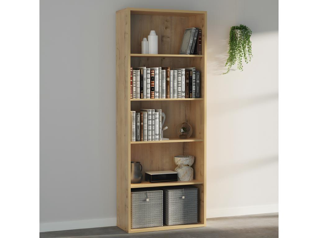 Bookcase/storage unit in golden oak finish - W- 75.50 x H- 196.50 x D- 33 cm EPLD44463