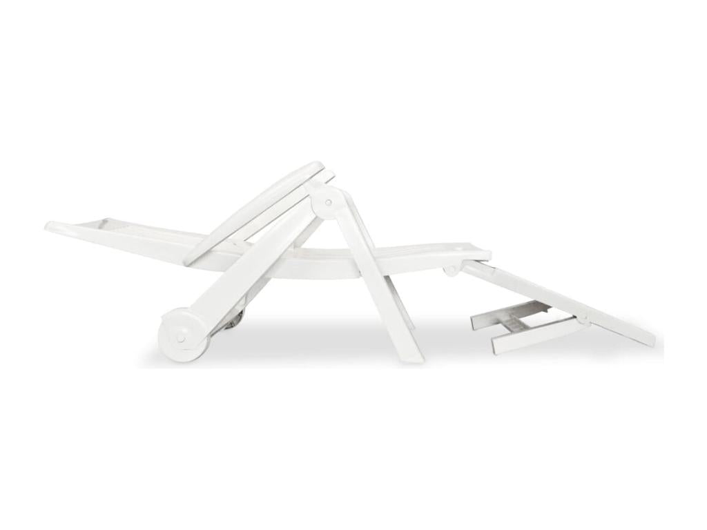 Chaise longue with footrest, white plastic, UYAN85864