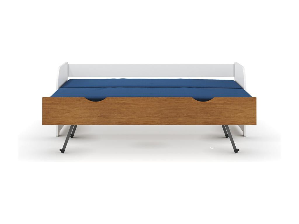 80x200 cm daybed with pull-out bed in solid white and hazelnut wood by Chezlova XAWA61535
