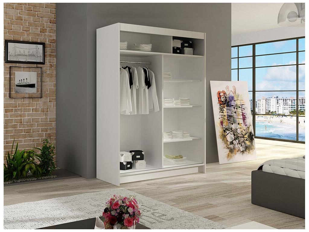 Chezlova 139 White Wardrobe 200x120x58cm Sliding Wardrobe Doors AMEQ80230