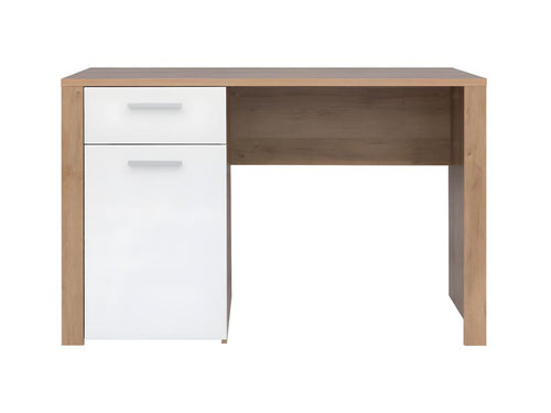 Decohaute White and Wood Desk with 1 Door and 1 Drawer KNGG61510