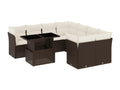 9-piece brown resin wicker garden furniture set with cushions MBLB87092