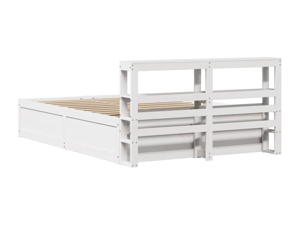 Bed frame with white headboard, 160x200 cm, solid pine wood DCDZ20426