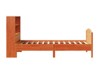 Bookshelf bed without mattress, brown wax finish, 75x190 cm, solid pine, RVAT59723