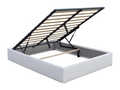 White 160x200 cm storage bed with removable cover and 14 easy-to-assemble and maintain PVC faux leather legs ZOMK48223
