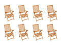 8-Piece Reclining Garden Chairs with Cushions, Solid Teak OVOH36511
