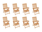 8-Piece Reclining Garden Chairs with Cushions, Solid Teak OVOH36511