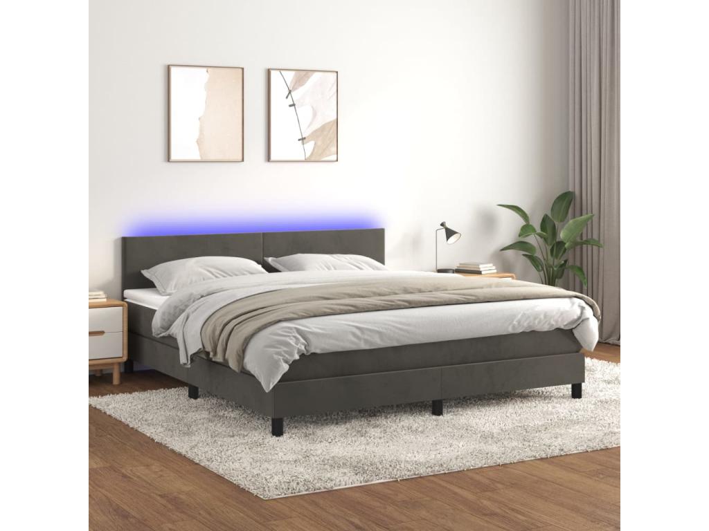 Decohaute bed base with LED mattress, dark grey, 180x200 cm, FHUD81587