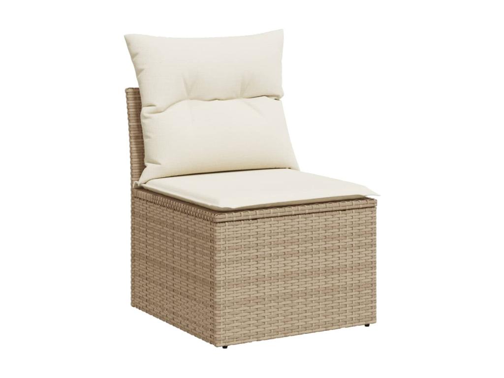 11-piece garden furniture set with beige cushions, woven resin LSJZ53000